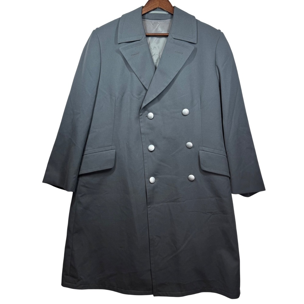 Vintage‎ German Military Style Overcoat Gray Removable Liner Men's Sz 48